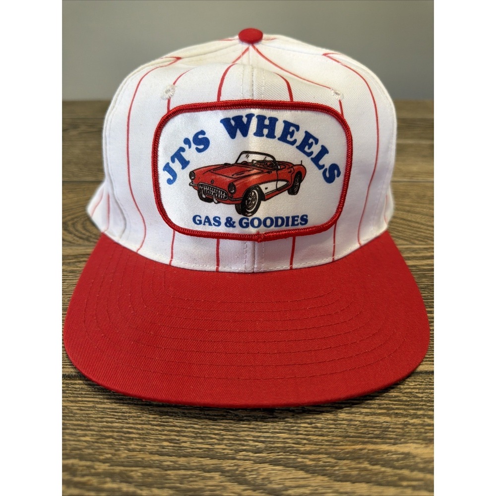 VTG Red White Snap Back Mesh Trucker Style Nissin Cap Hat One Size 1980's